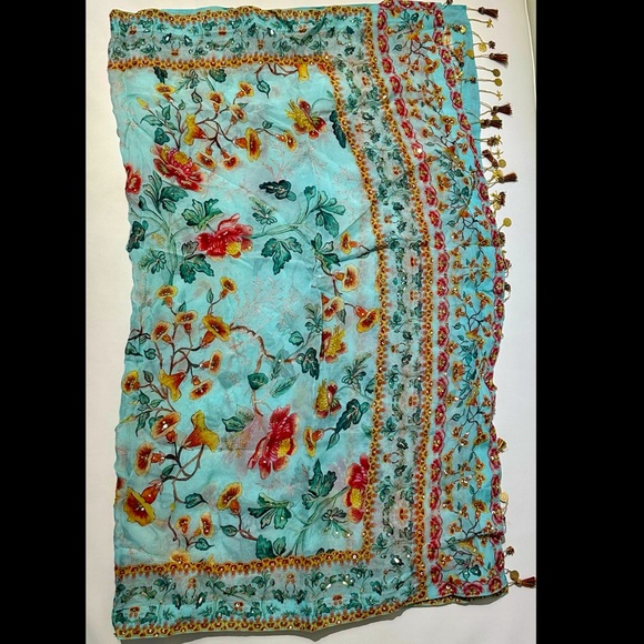 SOLD - Mahima Mahajan Blue Designer Lehenga & Blouse With Floral Design - Picture 8 of 10